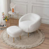 Faux Fur Barrel Armchairs Accent Chair with Ottoman - DECOR MODISH