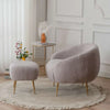 Faux Fur Barrel Armchairs Accent Chair with Ottoman - DECOR MODISH