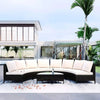 8 Seating Outdoor Patio Furniture Sectional Sofa Set,All-Weather Half-Moon with Tempered Glass Table for Backyard Porch Poolside DECOR MODISH