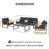 4-Piece Modern Aluminum Patio Furniture Sets,Faux Wood Grain Finish Frame Sofa with Removable  Extra Thick Cushions and Table DECOR MODISH