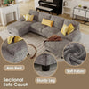 Sectional Couches for Living Room, U-Shaped Sofa Couch with Linen Fabric, 4 Seat Sofa Set with Double Chaise for Apartment DECOR MODISH