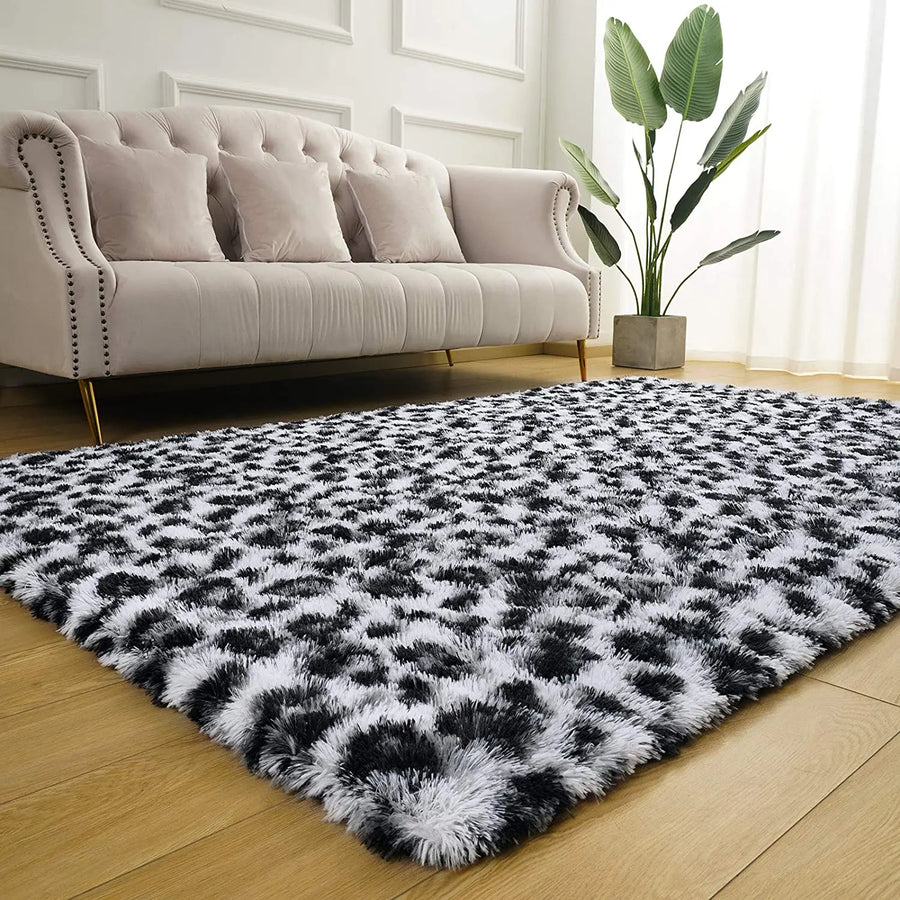 LOCHAS Leopard Print Shaggy Carpet - DECOR MODISH 35"x59" / Black/Yellow DECOR MODISH 35"x59" / Black/Yellow